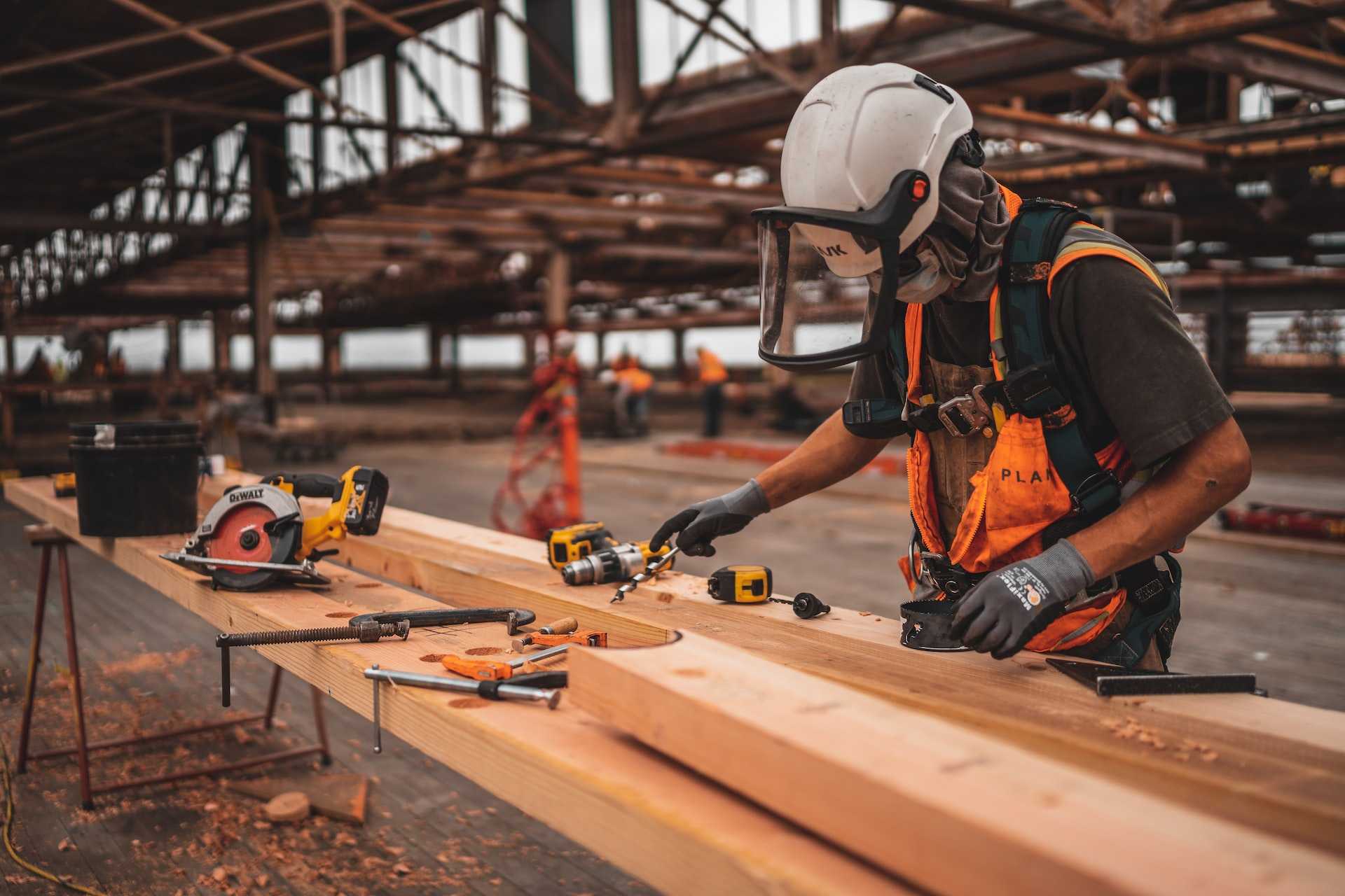 Carpenter working with tools